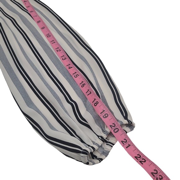 Loft Navy & White Striped Tie Front 3/4 Sleeve Blouse Womens Sz L - Picture 11 of 11